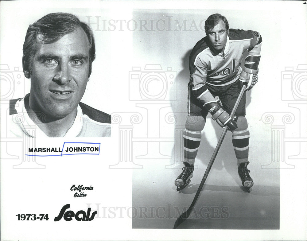 1974 Press Photo of California Golden Seals hockey player Marshall Johnston - Historic Images