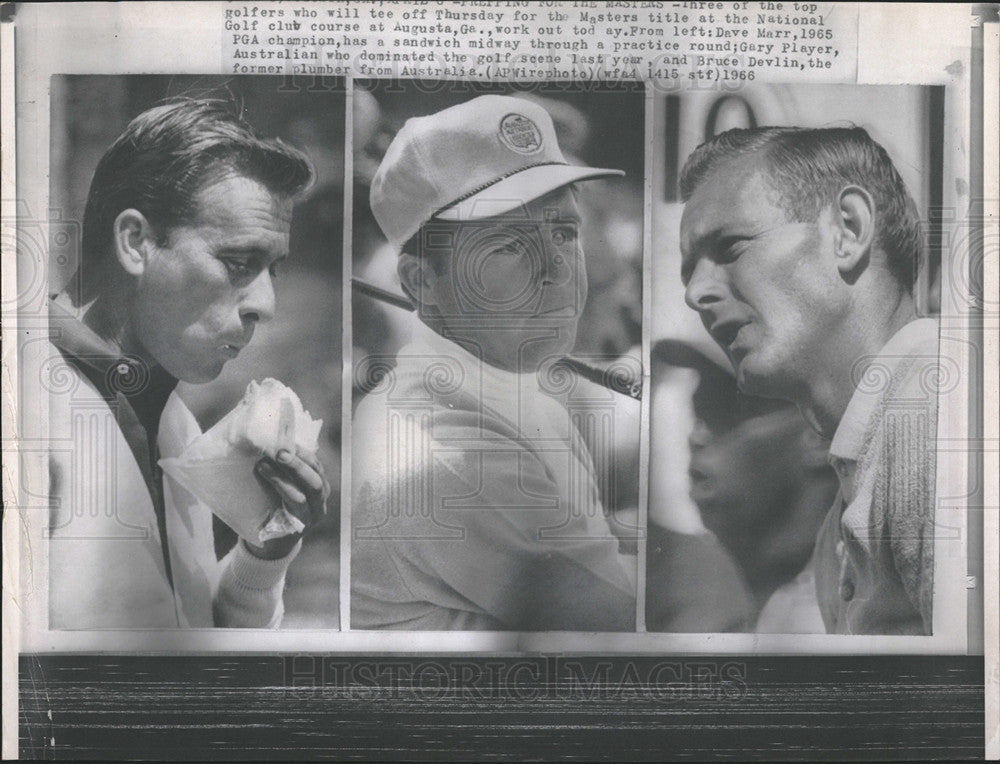 1966 Press Photo Masters Golf Tournament Dave Marr Gary Player Bruce Devlin - Historic Images