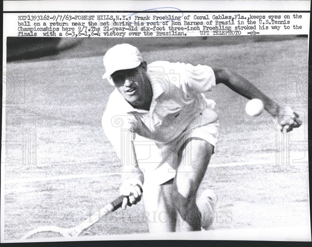 1963 Press Photo of Frank Froehling playing in U.S. Tennis Championship - Historic Images