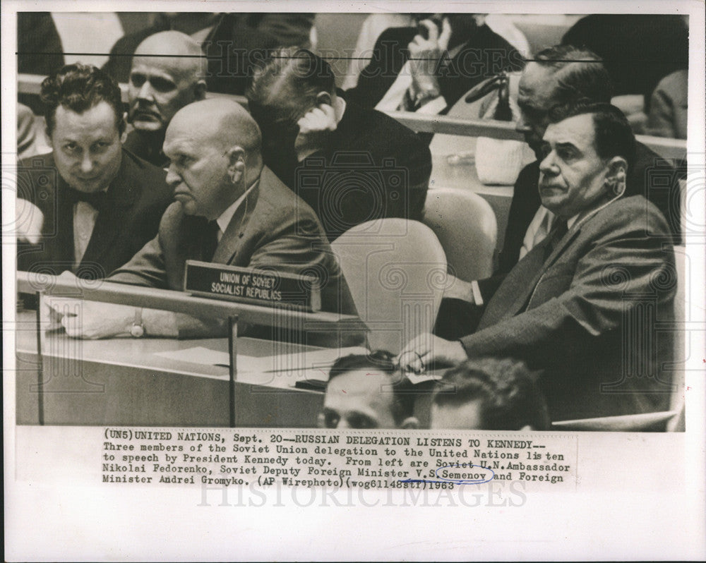 1963 Press Photo Soviet U.N. Ambassador Nikolai Fedorenko - Historic Images