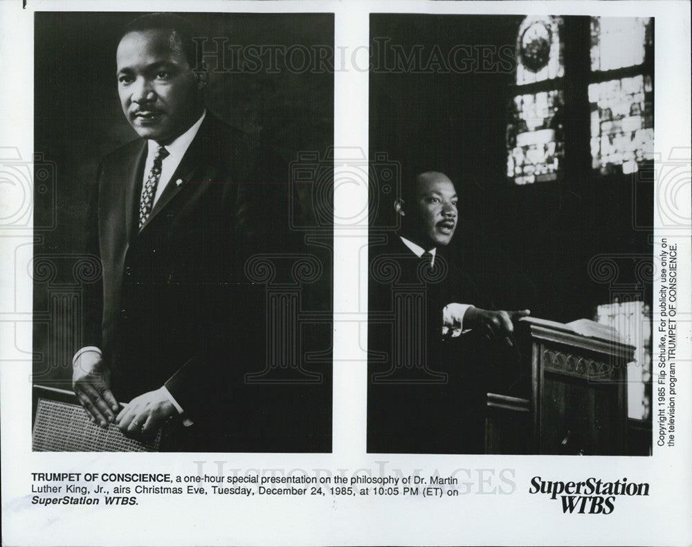 1985 Press Photo &quot;Trumpet of Conscience&quot; documentary of Martin Luther King. - Historic Images