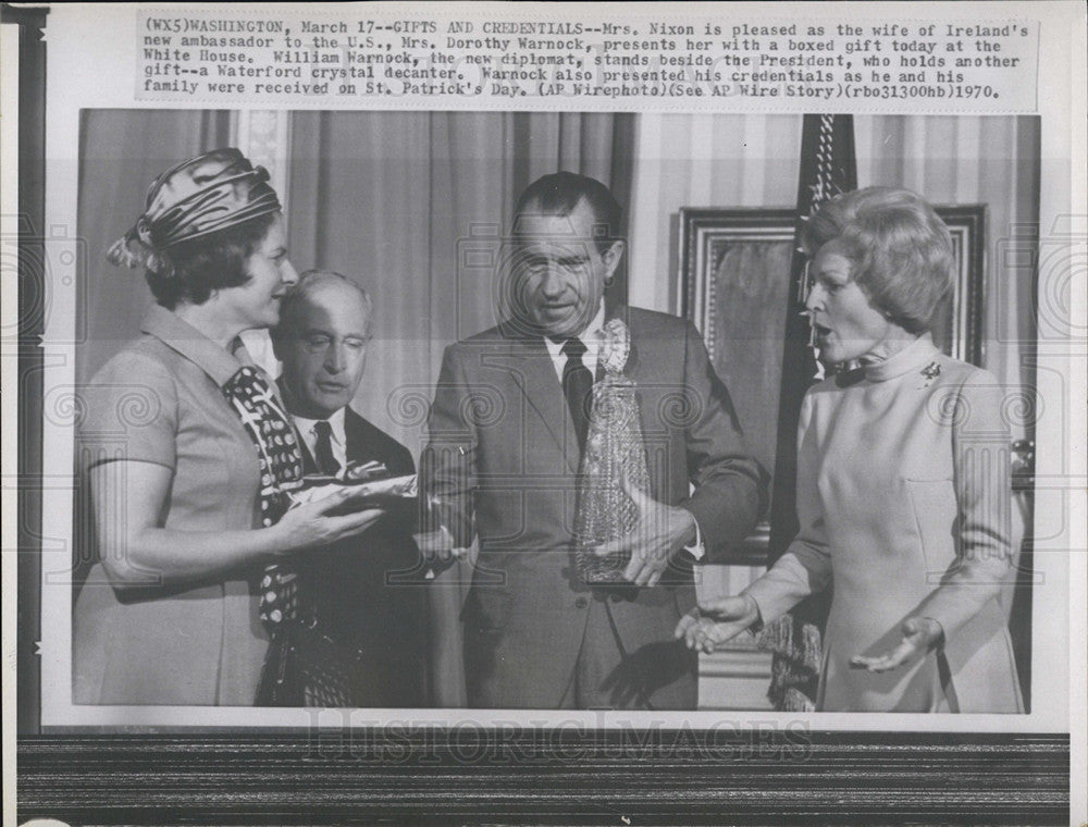 1970 Press Photo President &amp; Mrs. Nixon, Mrs. Dorothy Warnock, William Warnock , - Historic Images