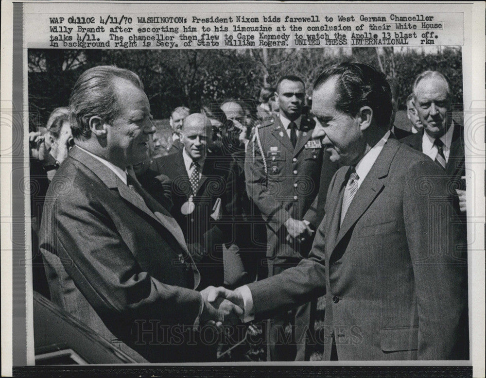 1970 Press Photo President Nixon and West German Willy Brandt - Historic Images