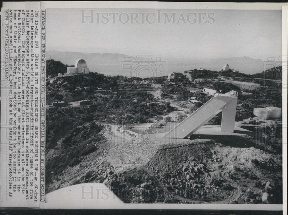 1967 Press Photo Indian Deity and telescopes at Kitt Peak,Ariz - Historic Images