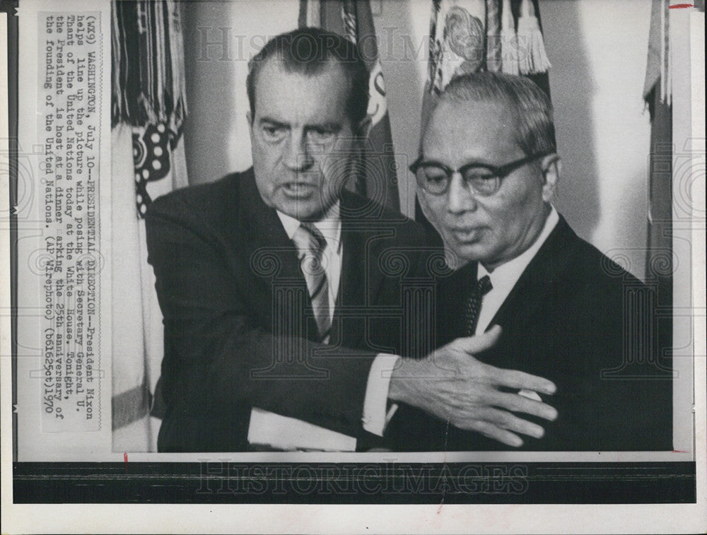 1970 Press Photo President Nixon and Sect Gen U Thant of the UN - Historic Images