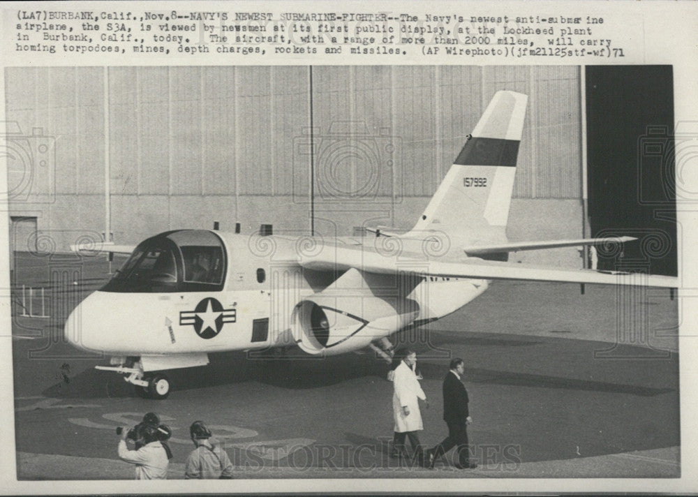 1971 Press Photo Navy&#39;s newest anti-submarine airplane, S3A. - Historic Images