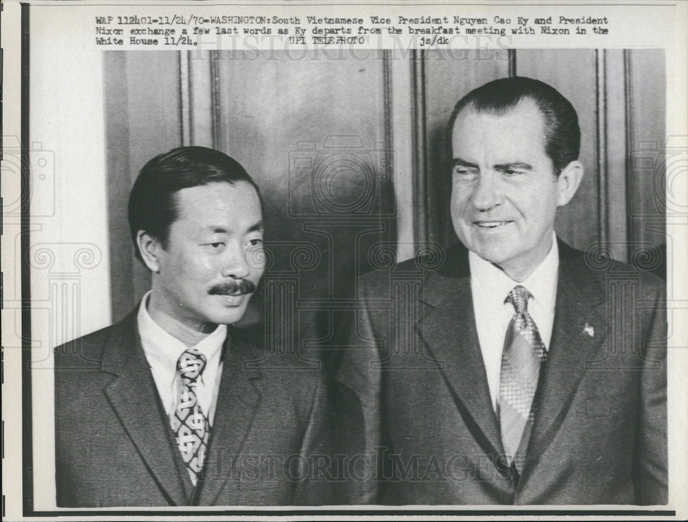 1970 Press Photo Richard Nixon &amp; South Vietnamese Vice President Nguyen Cao Ky. - Historic Images