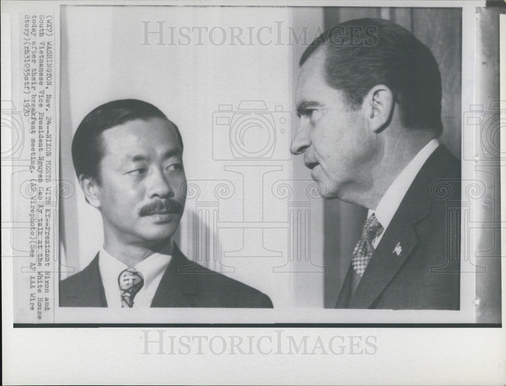 1970 Press Photo President Nixon &amp; South Vietnamese Vice President Nguyen Cao Ky - Historic Images