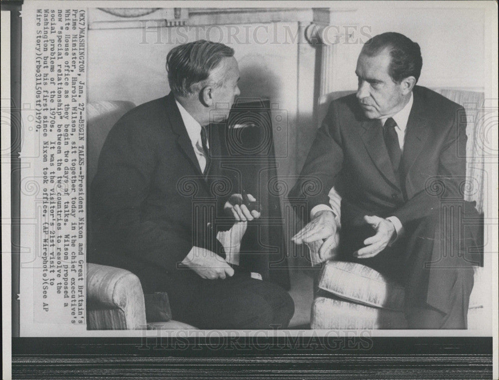 1970 Press Photo President Nixon &amp; Harold Wilson, Britain&#39;s Prime Minister. - Historic Images