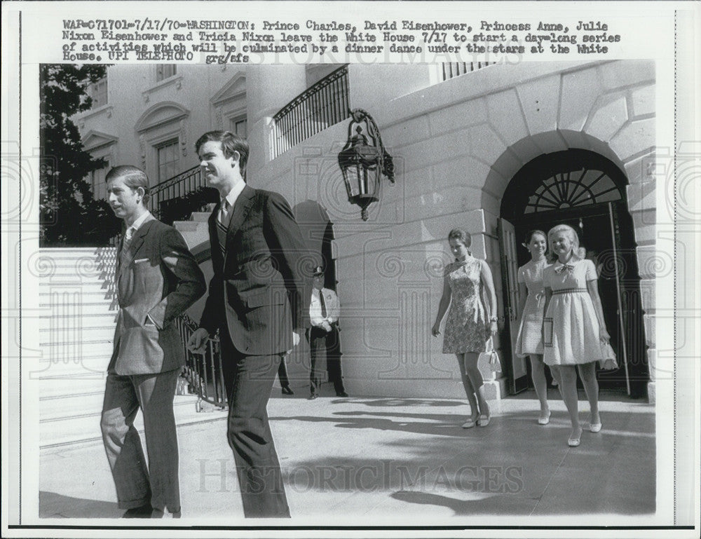 1970 Press Photo prince charles david eisehower, princess anne, Julie nixon - Historic Images