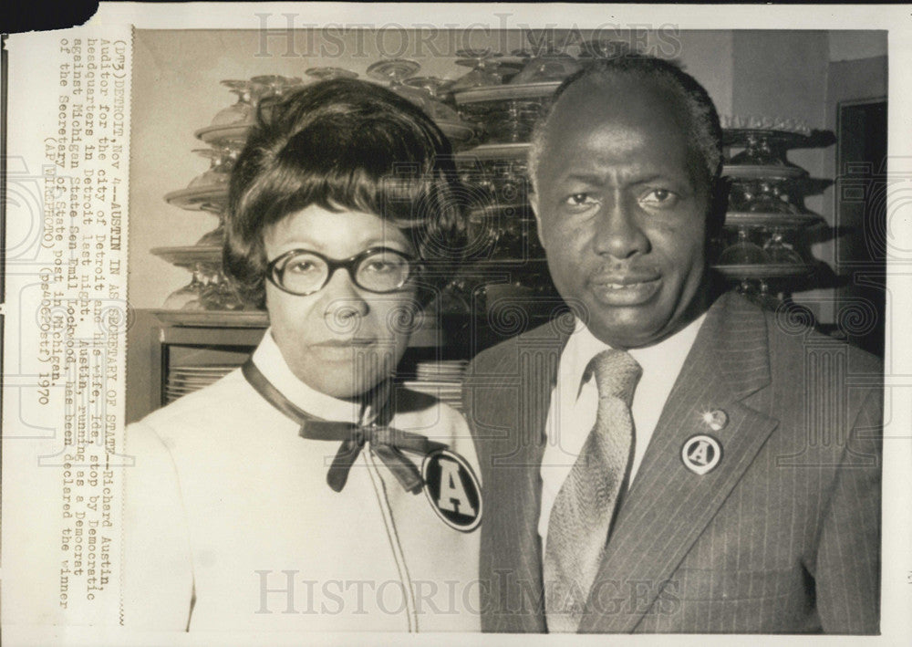 1970 Press Photo Richard Austin, Detroit City Auditor and Wife Ida - Historic Images