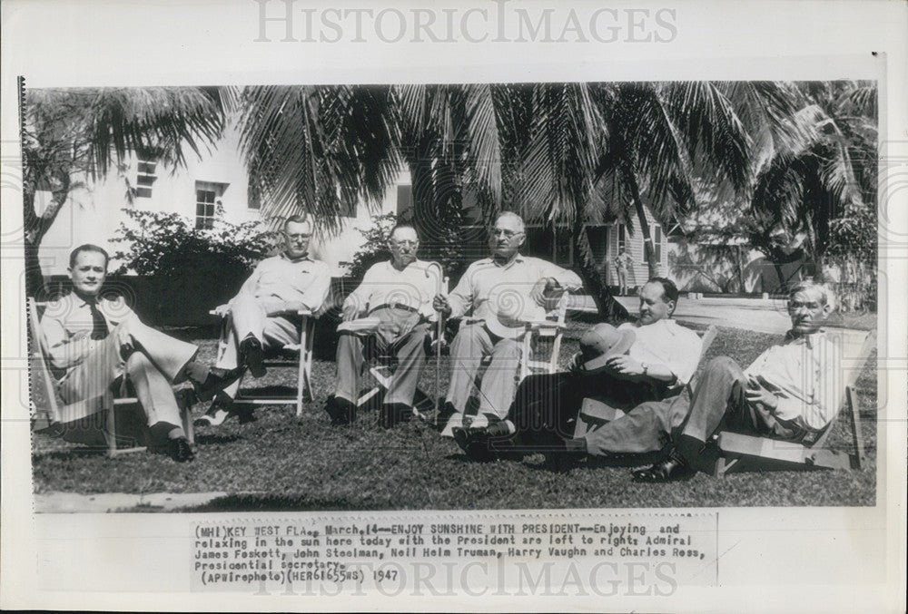 1947 Press Photo President Harry Truman, James Foskett, John Steelman, Neil Helm - Historic Images