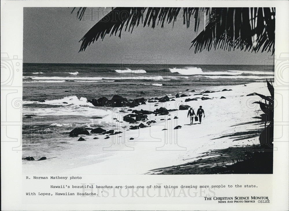 1974 Press Photo of a beach in Hawaii - Historic Images