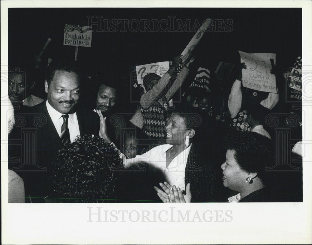 1988 Press Photo Rev Jesse Jackson, Keep Hope Alive Rally - Historic Images