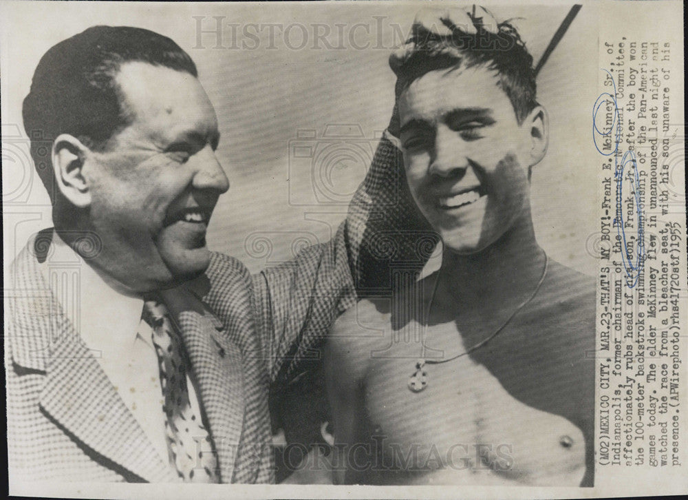 1955 Press Photo Frank E. McKinney Senior &amp; Junior Pan America Games Swimming - Historic Images