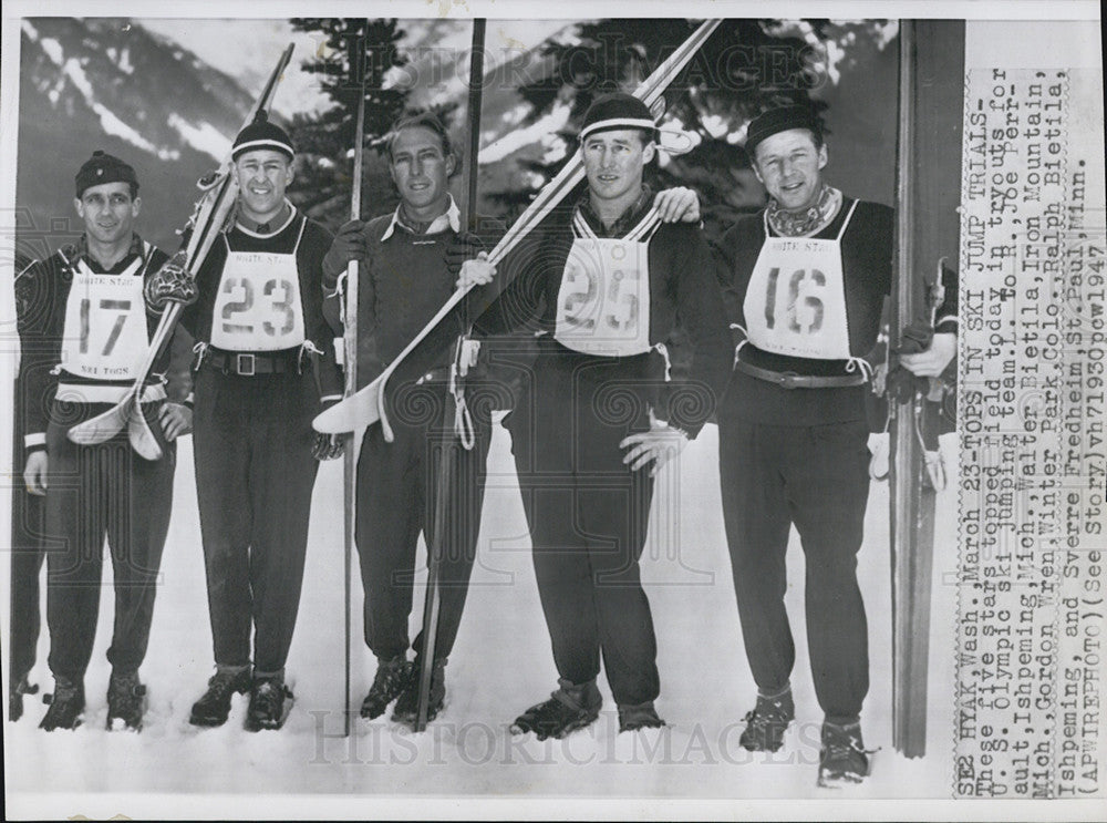 1947 Press Photo Joe Perrault, Walter Bietila, Gordon Wren, Ralph Bietila - Historic Images