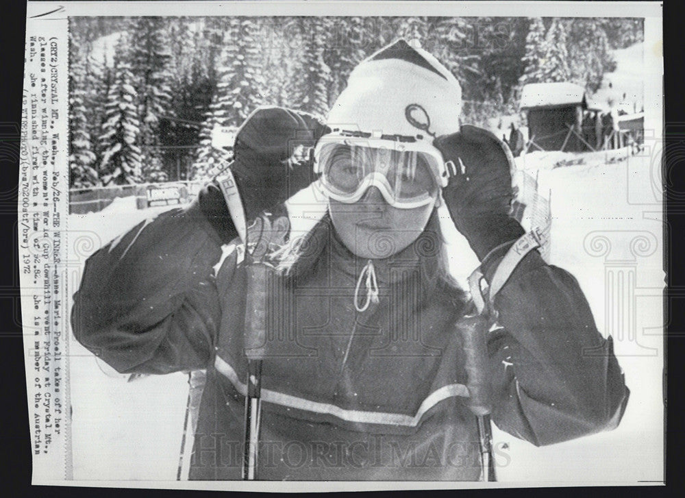 1972 Press Photo Anne Marie Proell, Women&#39;s World Cup Downhill, Crystal Mountain - Historic Images