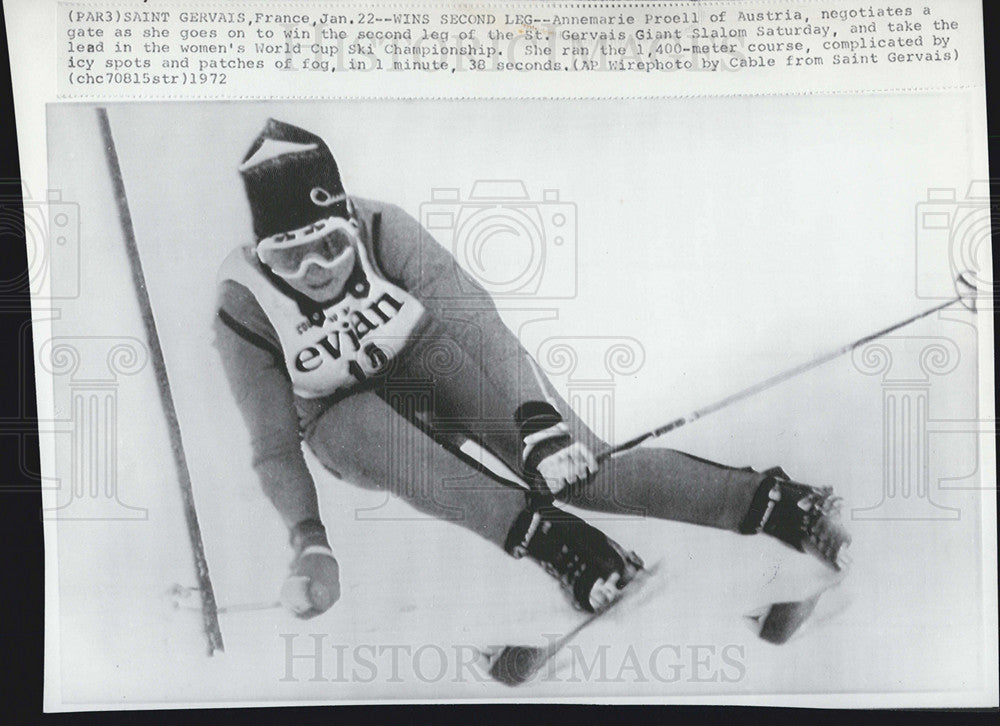 1972 Press Photo of Annemarie Proell in the Women&#39;s World Cup Ski Championship - Historic Images