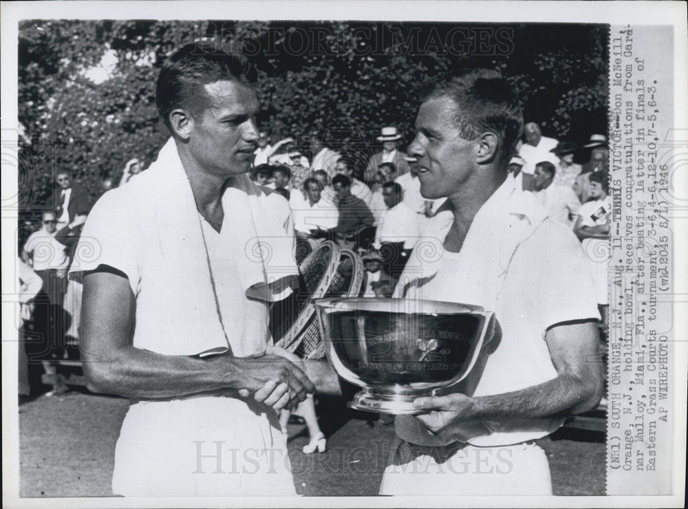 1946 Press Photo Don McNeill, Garenar Mulloy, Eastern Grass Courts Tournament - Historic Images