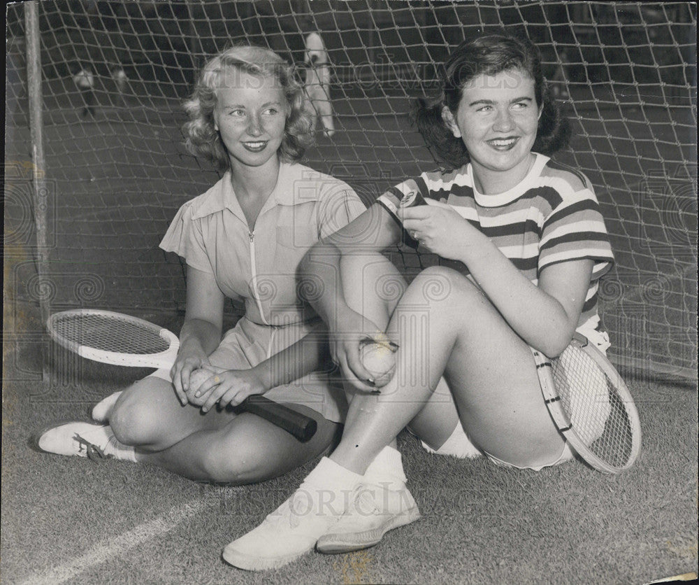 1948 Press Photo Janet Bragger, Marie Mullin, National Doubles Championships - Historic Images