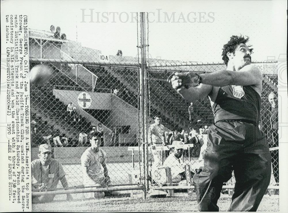 1970 Press Photo George Frenn, America's top hammer thrower. - Historic Images