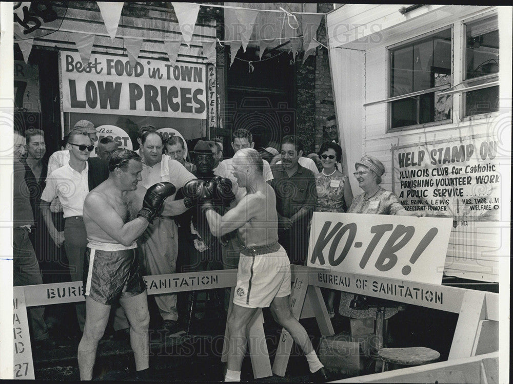 1966 Press Photo Max Marek Tony Zale Middleweights KO TB Tuberculosis - Historic Images