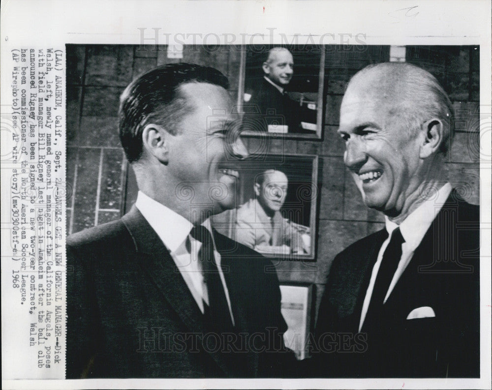 1968 Press Photo Angels new GM Dick Walsh and mgr Bill Rigney - Historic Images