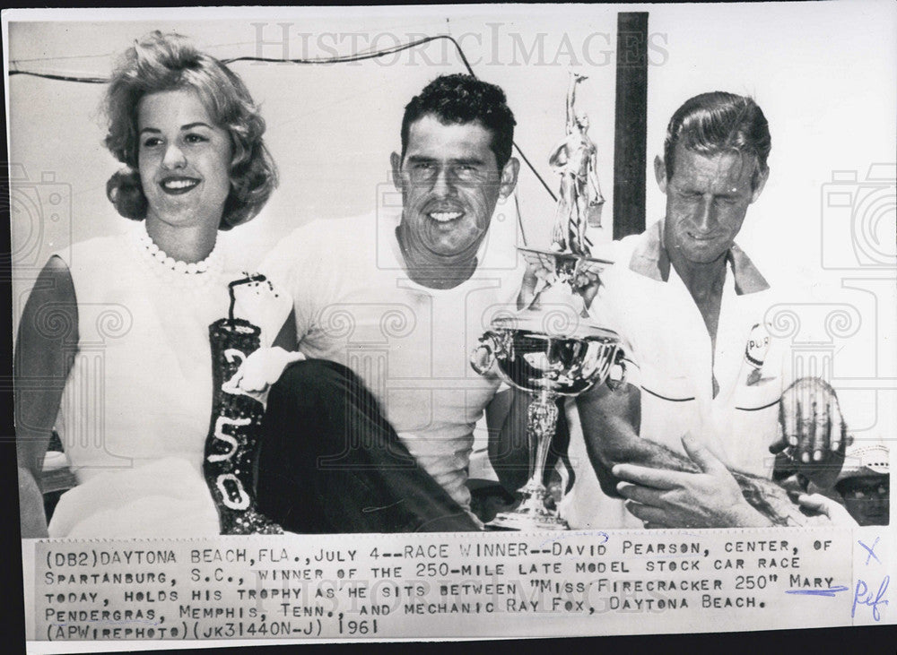 1961 Press Photo Race winner stock car race David Pearson - Historic Images