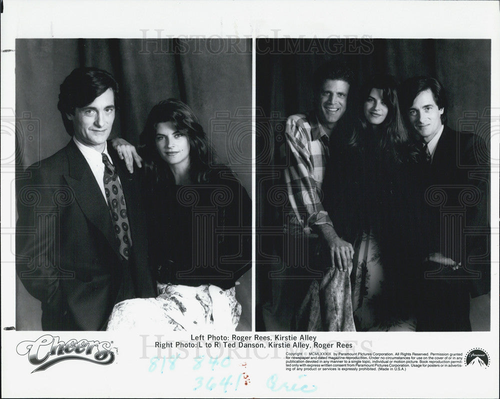 1990 Press Photo Roger Rees, Kirstie Alley & Ted Danson in "Cheers." - Historic Images