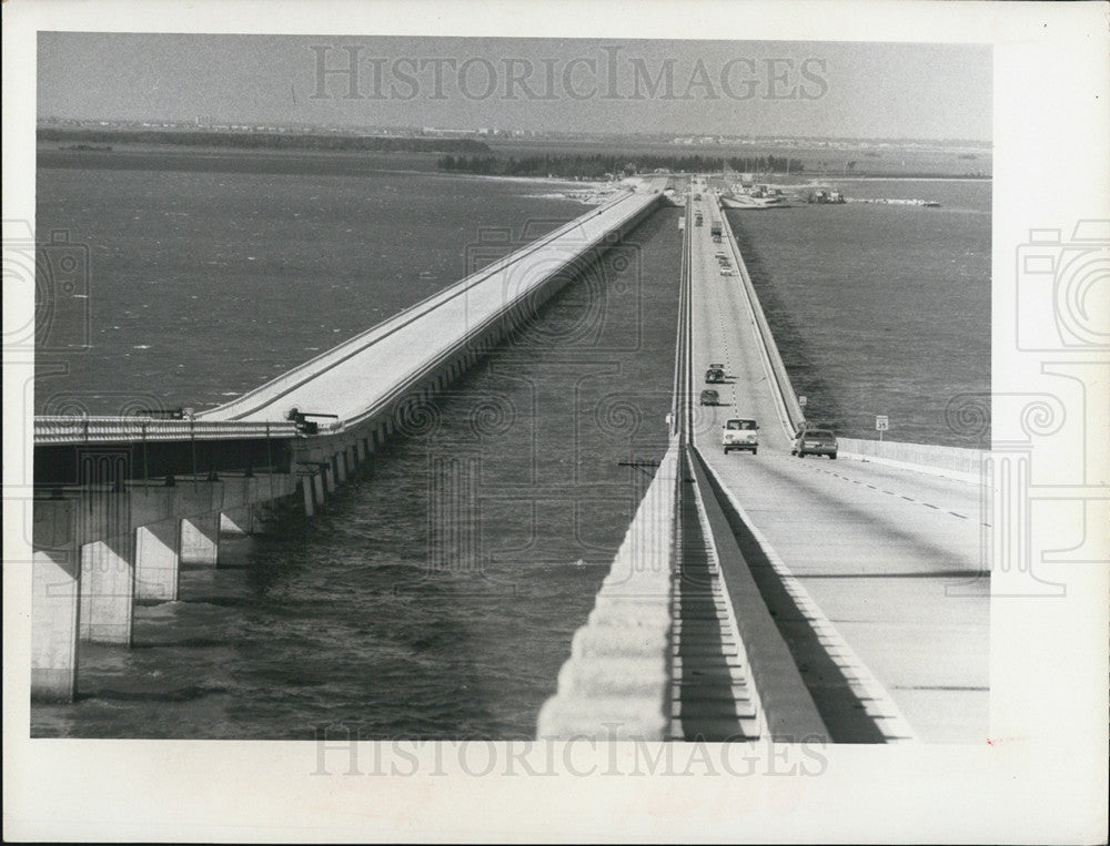 1968 Press Photo Sunshine Skyway Bridge Under Construction Tampa Bay Florida - Historic Images