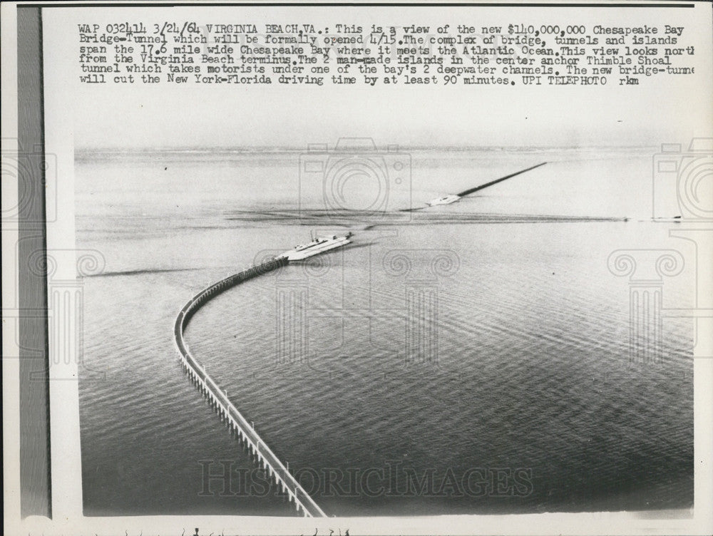 1964 Press Photo The Chesapeake Bay Bridge-Tunnel - Historic Images