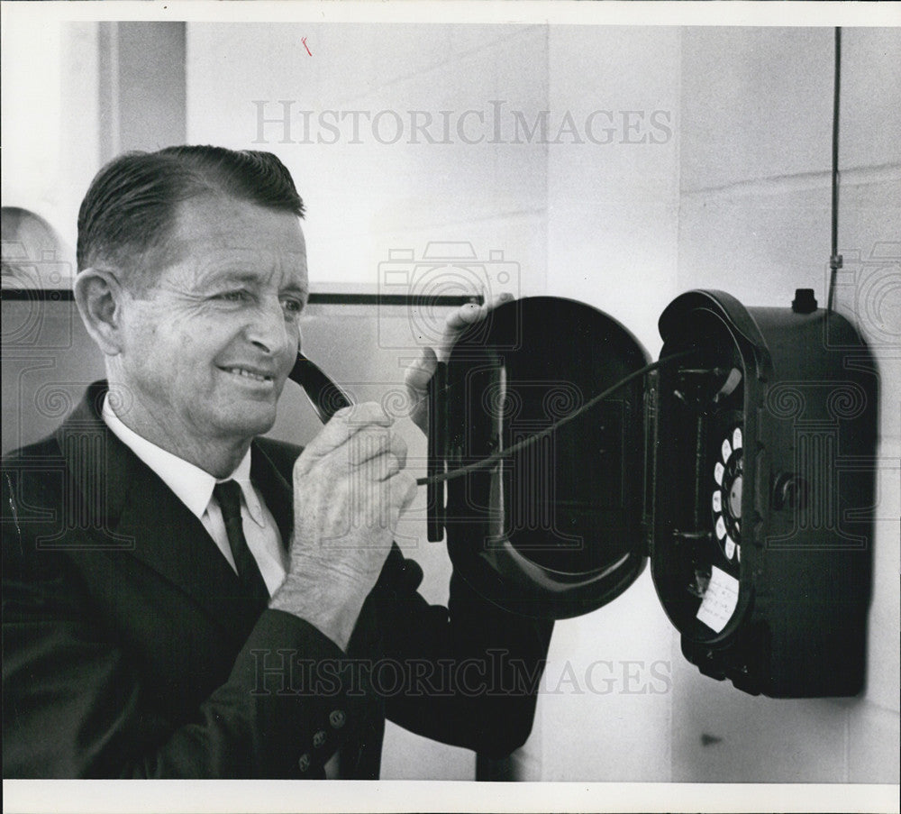 Undated Press Photo General Telephone Officials Checks Out All Weather Phone - Historic Images