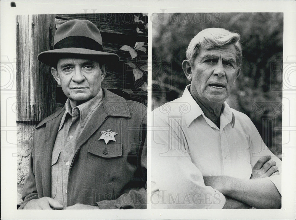 Undated Press Photo Actors Andy Griffith And Johnny Cash In &quot;Murder In Coweta County&quot; - Historic Images