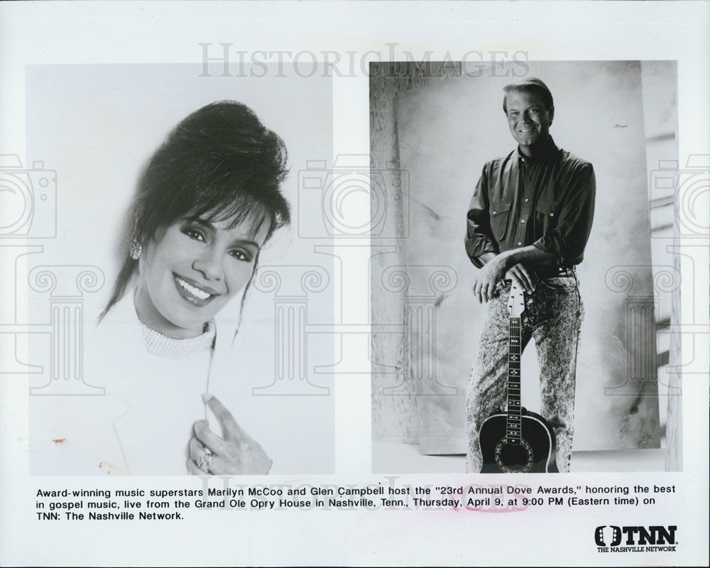 1992 Press Photo Marilyn McCoo and Glen Campbell - Historic Images