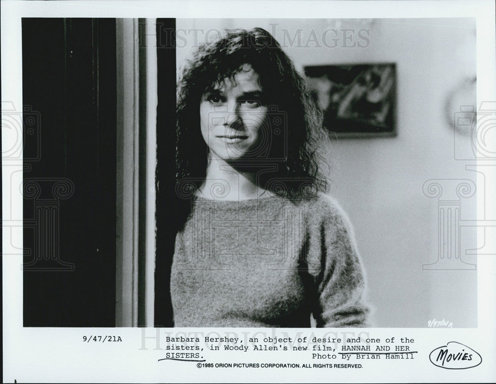 1985 Press Photo  Barbara Hershey Actress - Historic Images