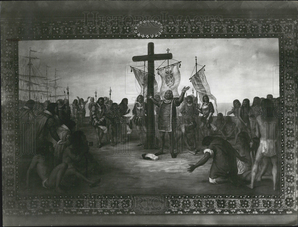 Undated Press Photo Raising a cross and the colors of Castile and Leon - Historic Images