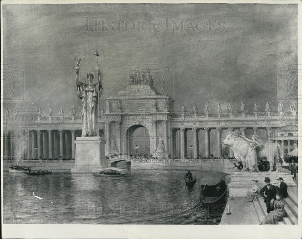 1958 Press Photo Painting of World&#39;s Columbian Exposition &quot;Peristyle&quot; - Historic Images