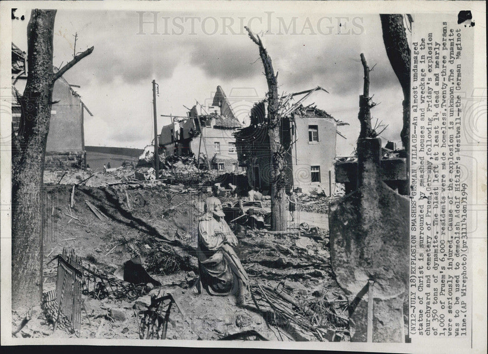 1949 Press Photo Explosion smashes Village Pruem, Germany - Historic Images
