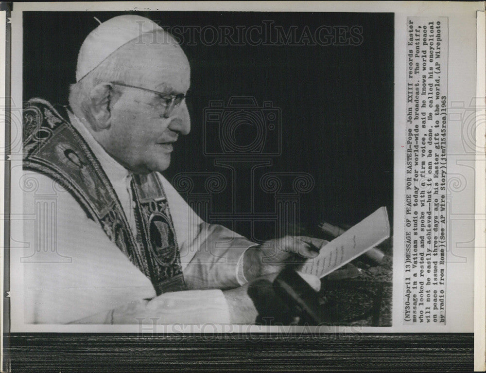 1963 Press Photo Pope John XXIII Easter Mass Roman Catholic Pontiff Vatican - Historic Images