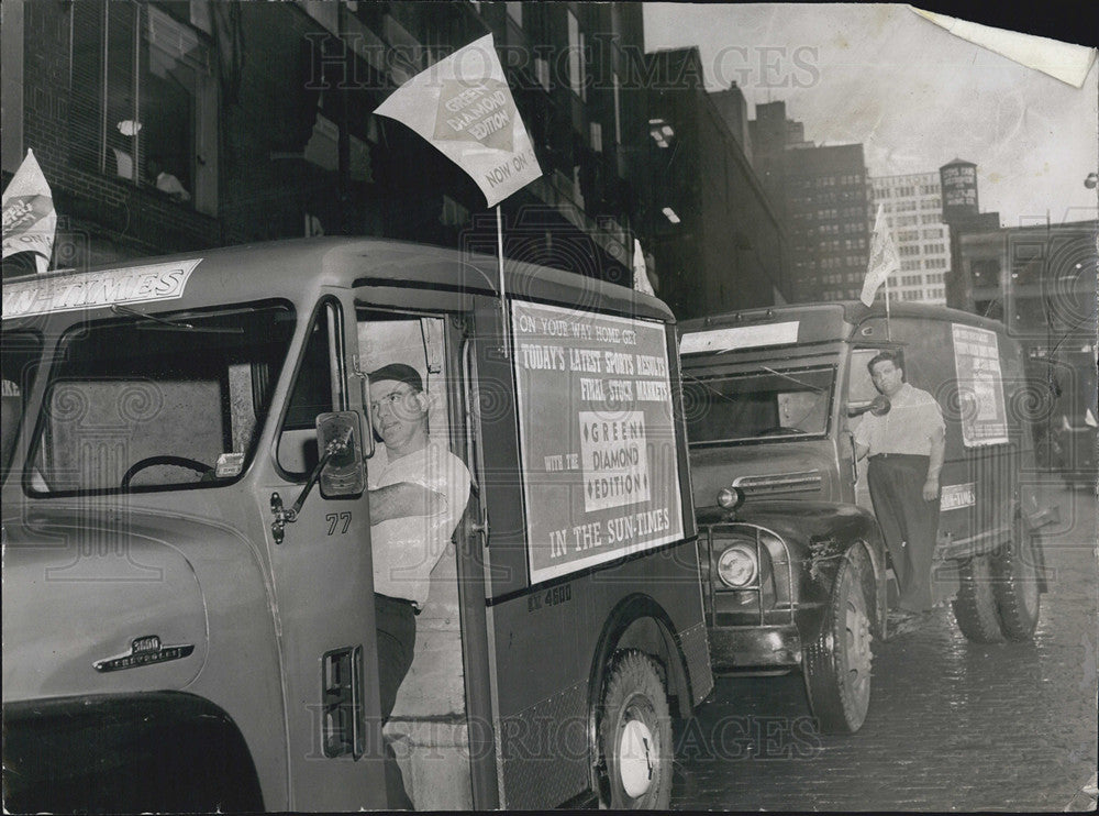 1956 Press Photo Green Diamond Trucks Promotion Picture - Historic Images