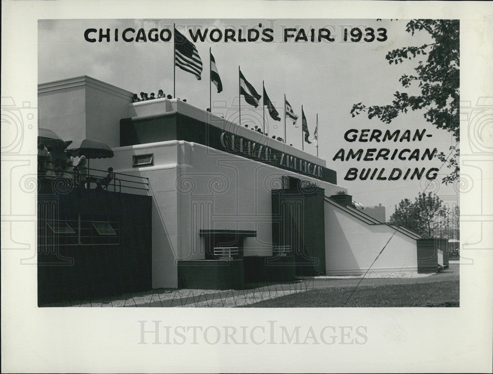 1933 Press Photo Chicago World&#39;s Fair 1933 German-American Building - Historic Images