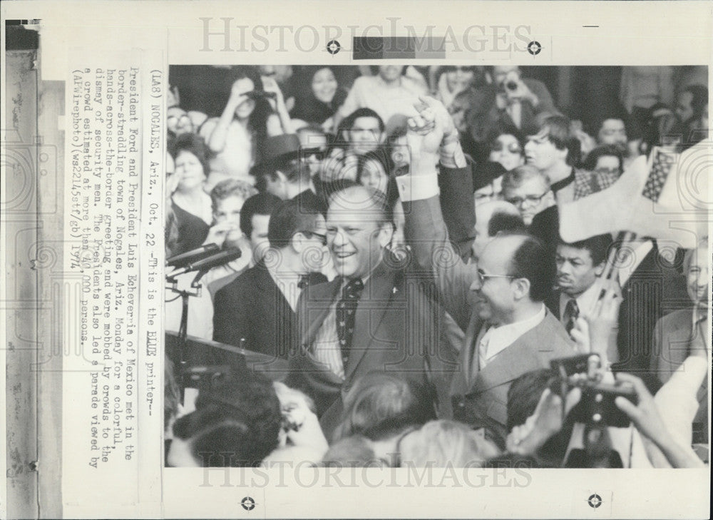 1974 Press Photo President Ford and President Luis Echeverria of Mexico - Historic Images