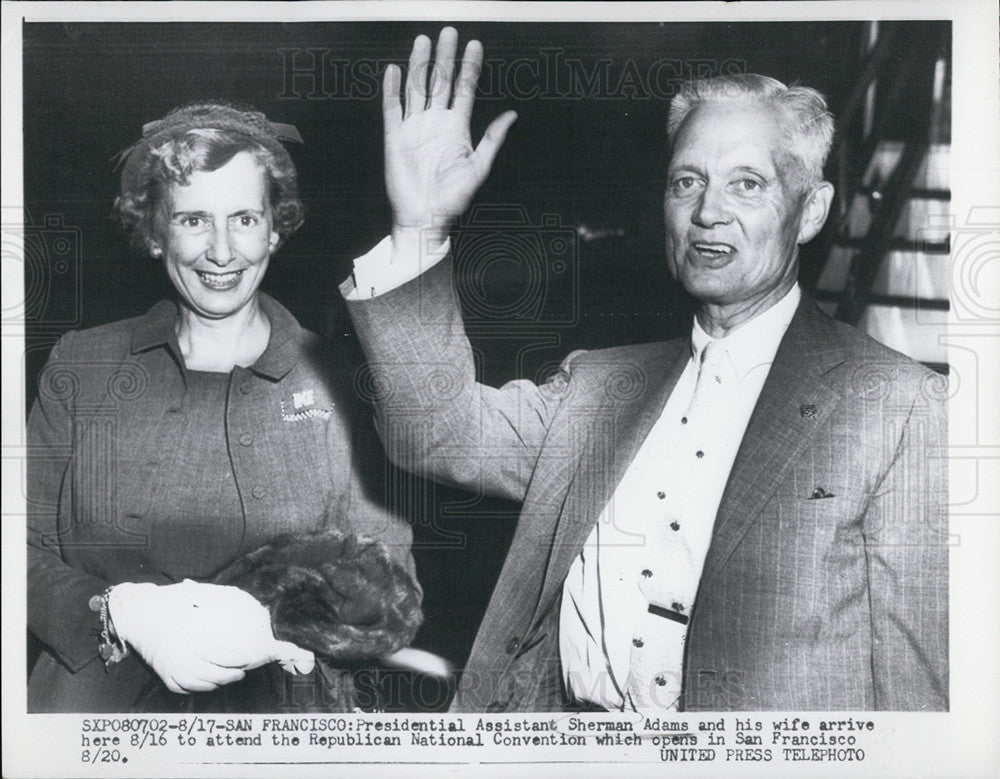 1956 Press Photo Sherman Adams Presidential Assistant - Historic Images