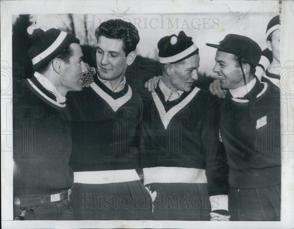 1950 Press Photo Arnfinn bergam winner international ski-jumping spectable lake - Historic Images