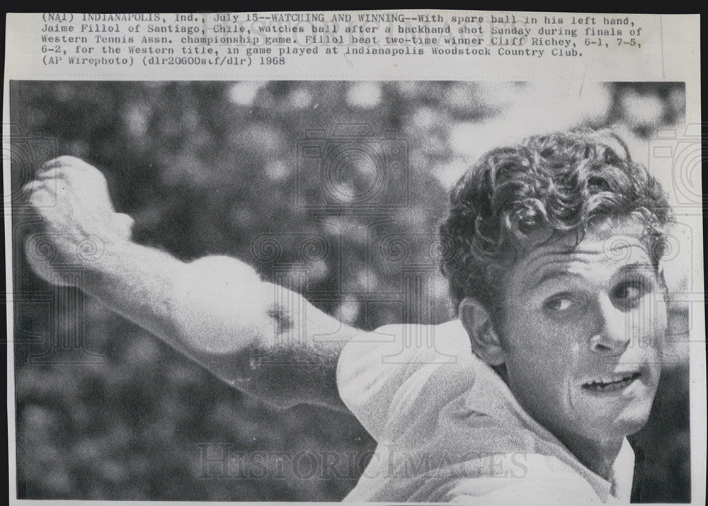 1968 Press Photo Jaime Fillol of Chile Playing at Indianapolis Woodstock CC - Historic Images