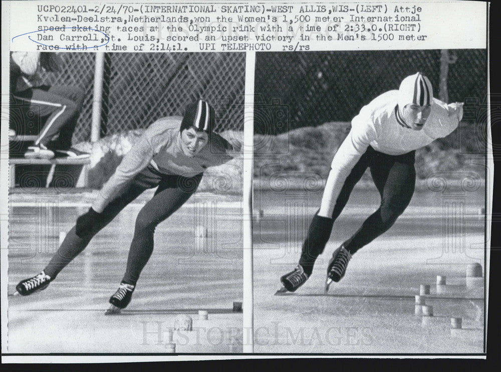 1970 Press Photo Attje Kvelen-Deelstra Olympic1500 Meter Speed Skate Dan Carroll - Historic Images