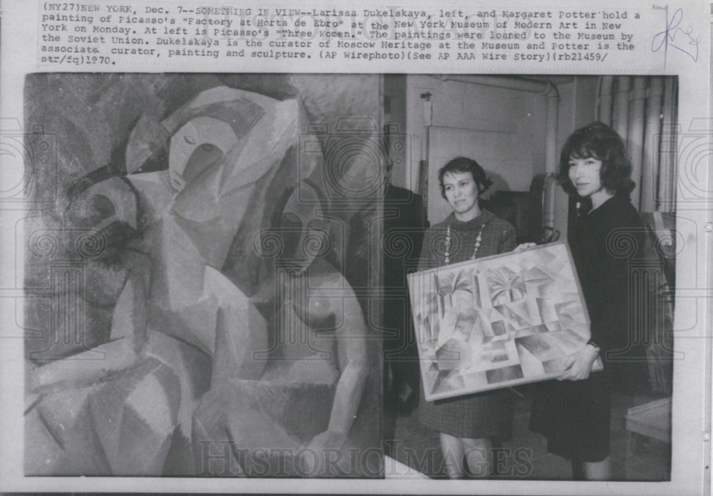 1970 Press Photo Pablo Picasso&#39;s &quot;Factory at Horta de Ebro&quot; and &quot;Three Women&quot; - Historic Images