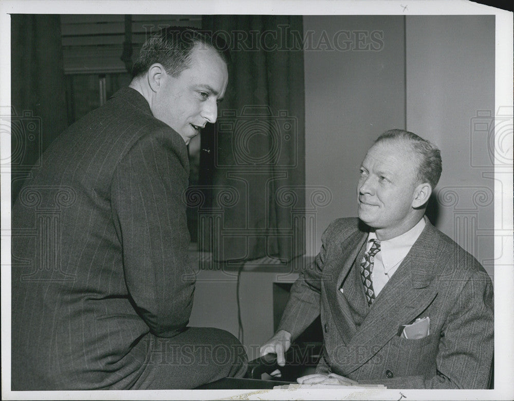 1947 Press Photo Red Barber CBS Director of Sports and Assistant John Derr - Historic Images