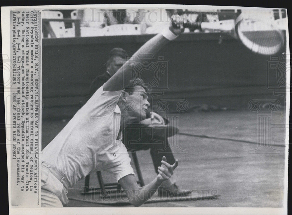 1965 Press Photo South Africa&#39;s Cliff Drysdale, National Tennis Championship - Historic Images