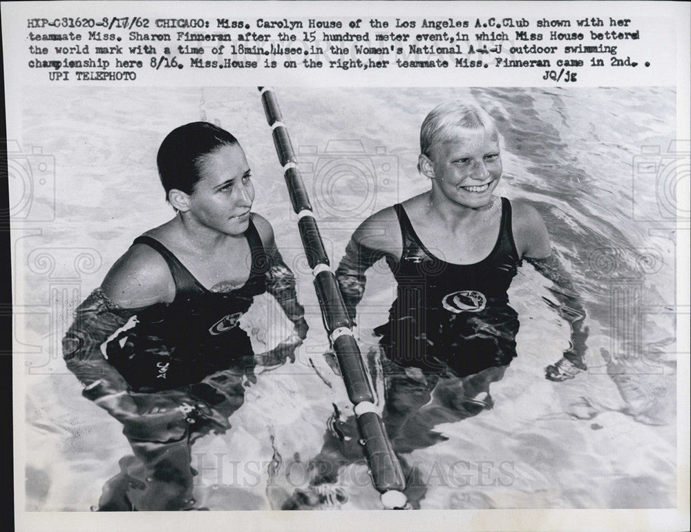 1962 Press Photo Carolyn House of LA &amp; Sharon Finneran in 15 hundred meter - Historic Images